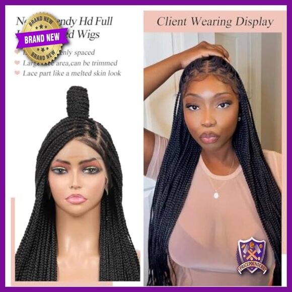 36 Inch Synthetic Full Lace Knotless Box Braid Wig for Daily Wear
